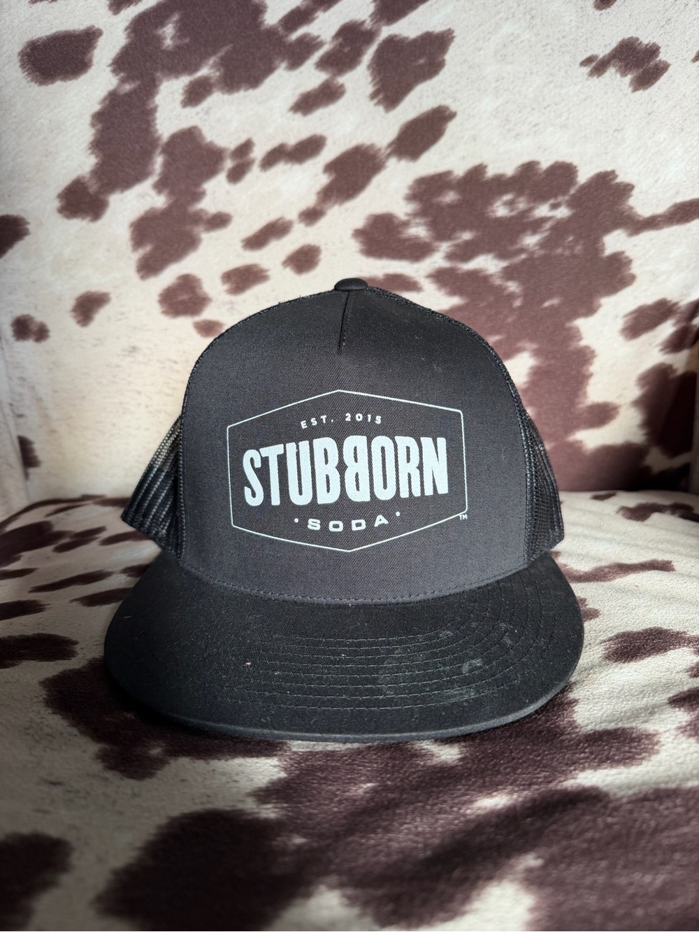 Stubborn Soda Black Mesh Trucker Hat